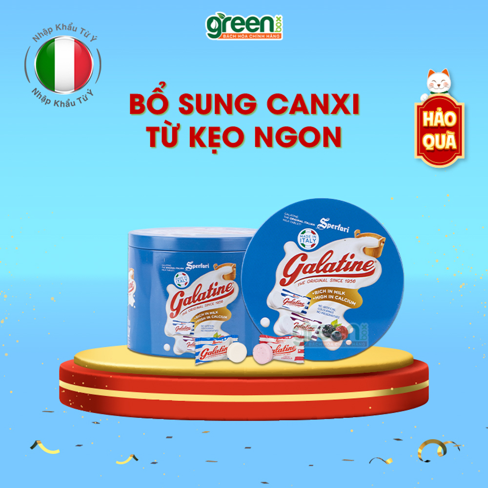 Hộp kẹo vị sữa, sữa chua và trái cây rừng Galatine 200g nhập khẩu Ý