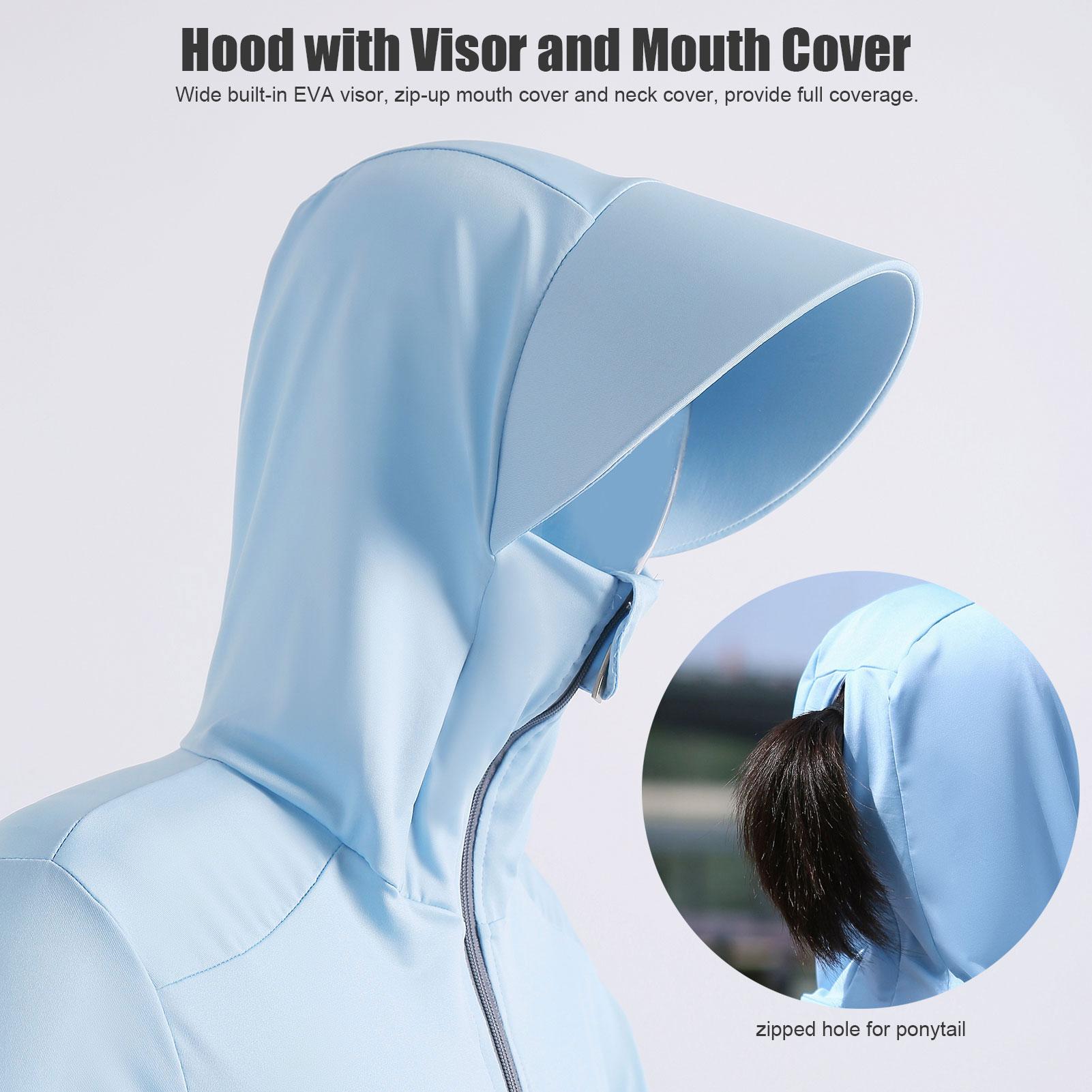 Áo khoác che nắng lớn có đầy đủ túi zip UPF 50+ có mũ trùm đầu dành cho phụ nữ