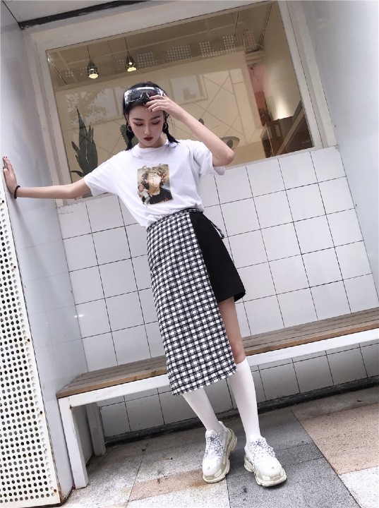 Chân váy phối caro độc lạ Mã: VN726