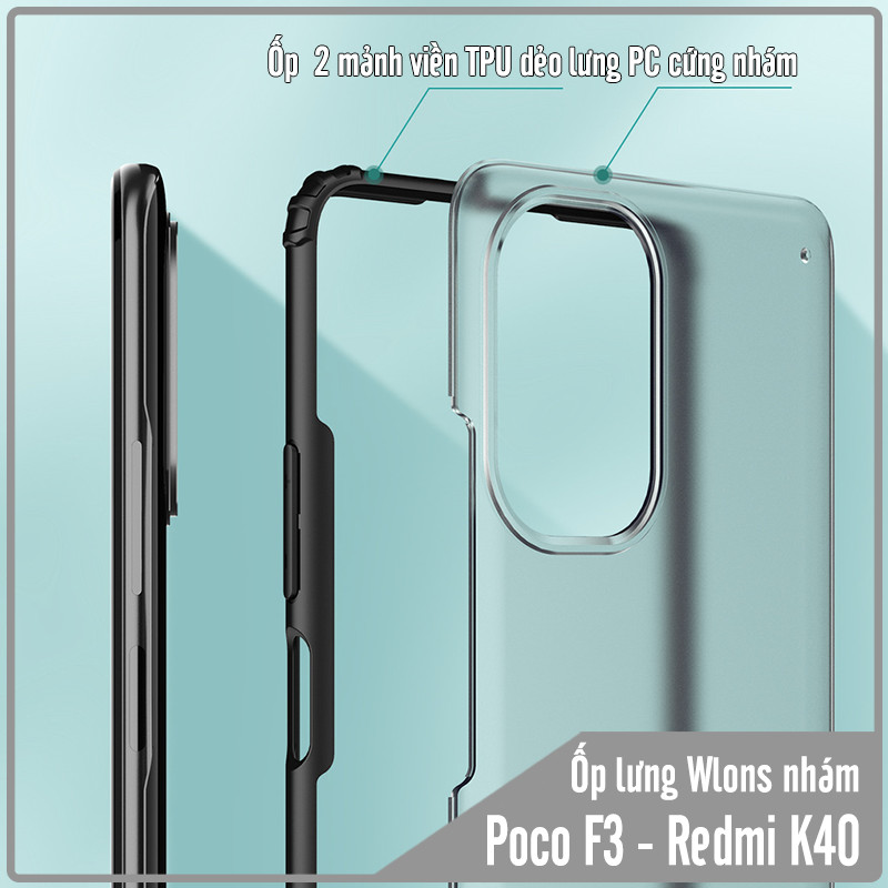 Ốp lưng chống sốc cho Xiaomi Poco F3 - Redmi K40 nhám viền màu