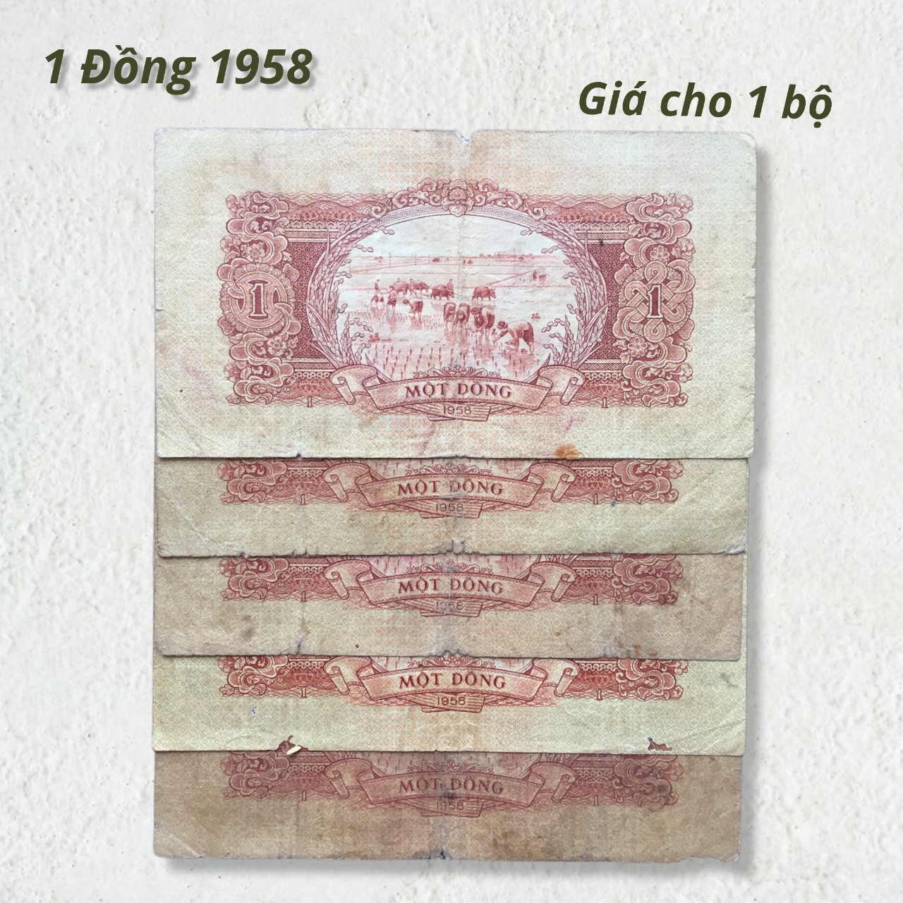 Tiền xưa Việt Nam 1 đồng 1958 hình Cột Cờ Hà Nội chất lượng cũ như hình