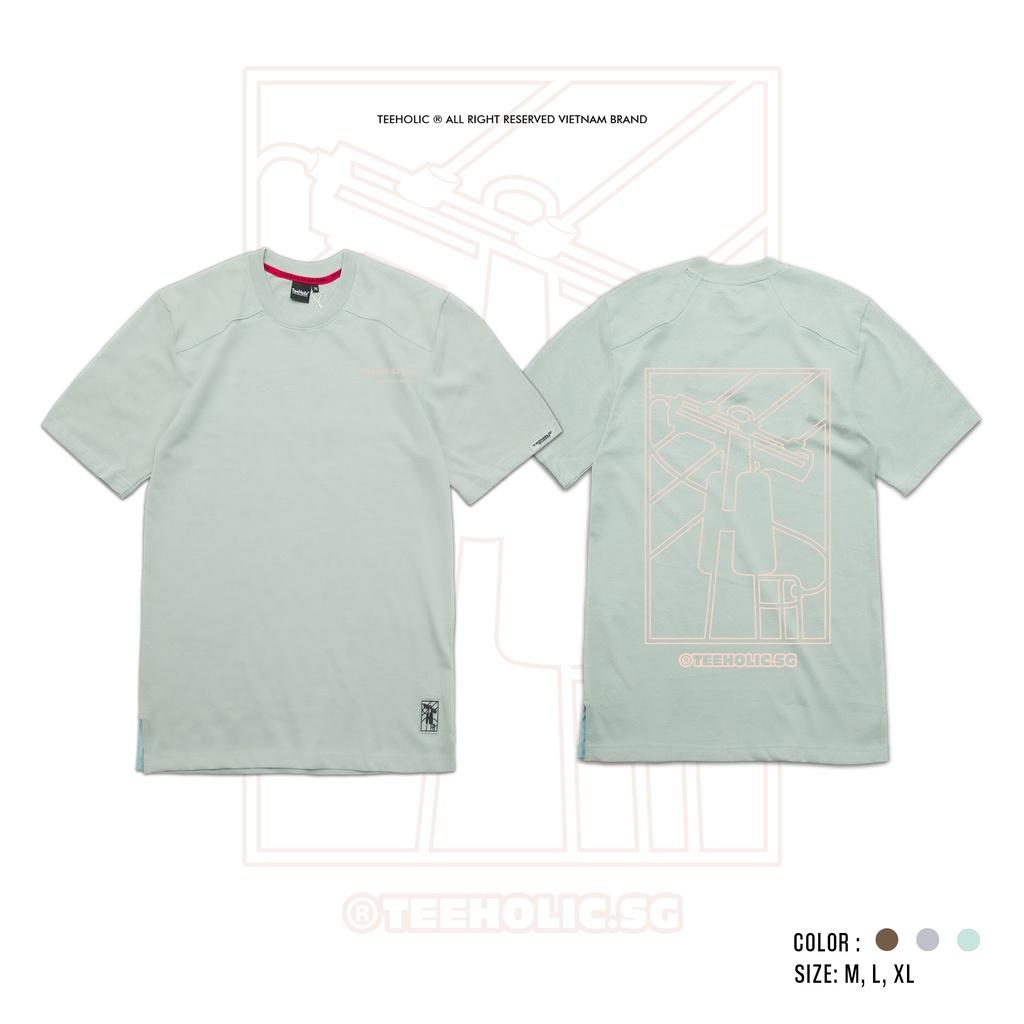 Áo Thun Unisex TeeHolic Thả Vai Xẻ Tà Màu Xanh Tiffany In Logo THS