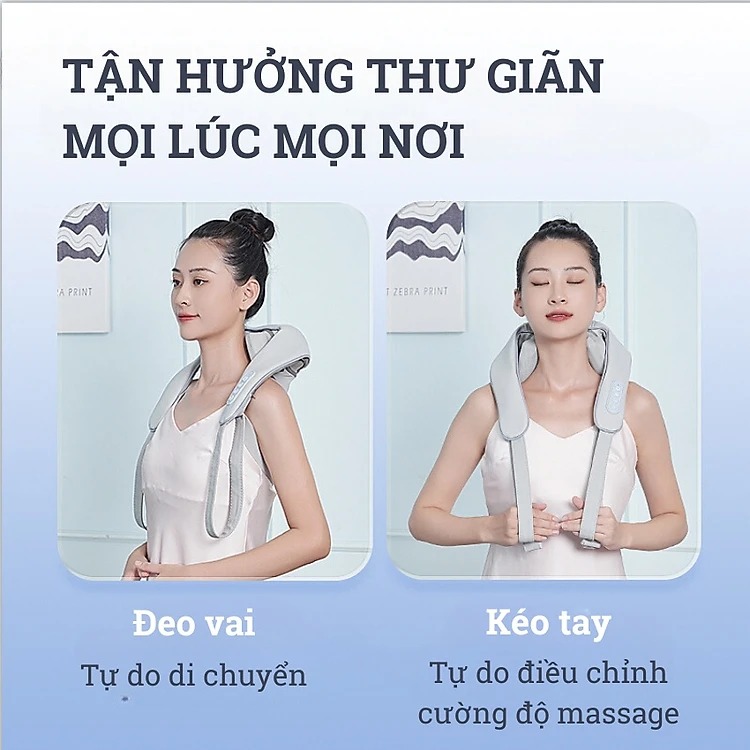 Máy Mát Xa Xoa Bóp Cổ Vai Gáy 5D Giúp Giảm Đau Cứng Cơ Cổ, Căng Thẳng, Thư Giãn, Lưu Thông Tuần Hoàn Khí Huyết
