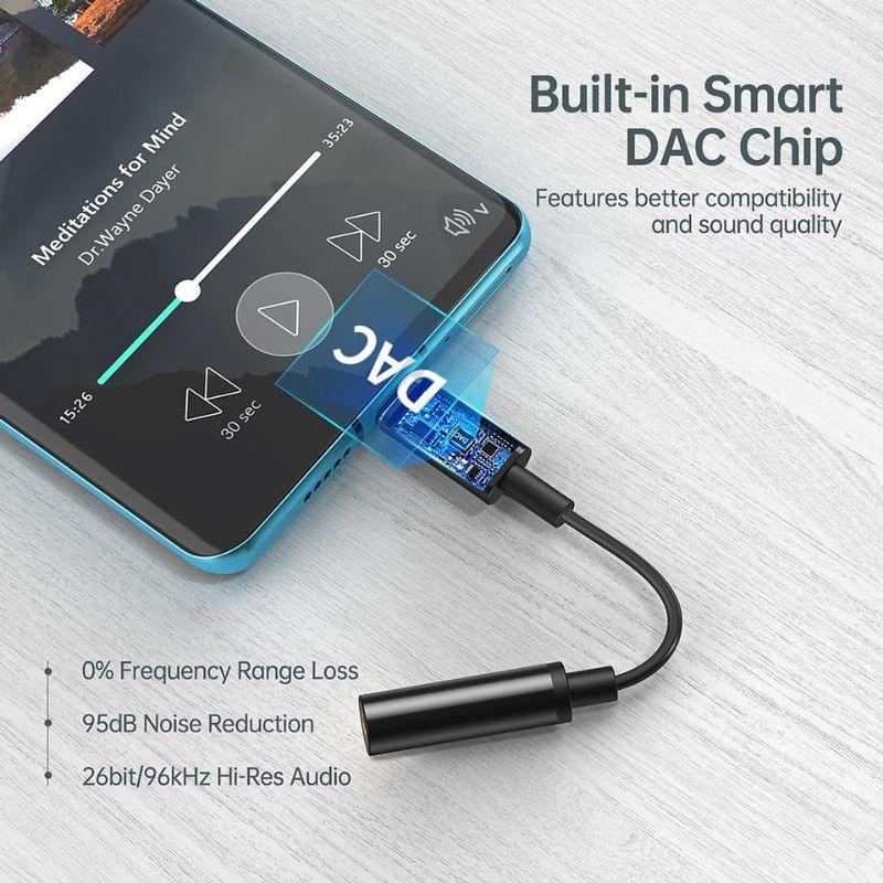 Cáp chuyển đổi USB-C sang 3.5mm Female audio Choetech AUX003–BK (Hàng chính hãng)