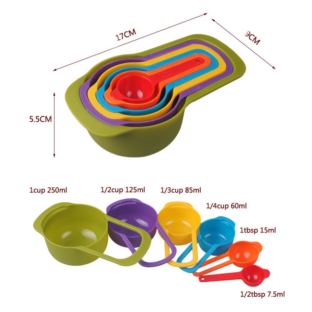 Bộ 6 muỗng cầu vồng đo lường bằng nhựa
