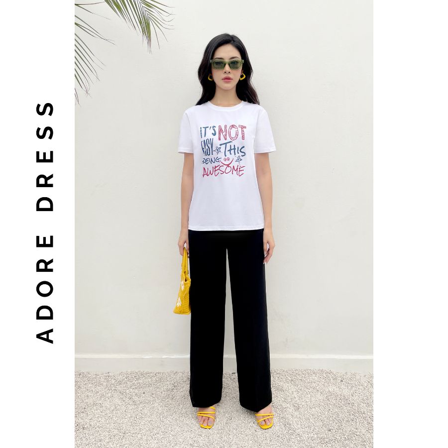 Áo Phông Graphic T-shirts casual style cotton trắng in texts 321TS2020 ADORE DRESS