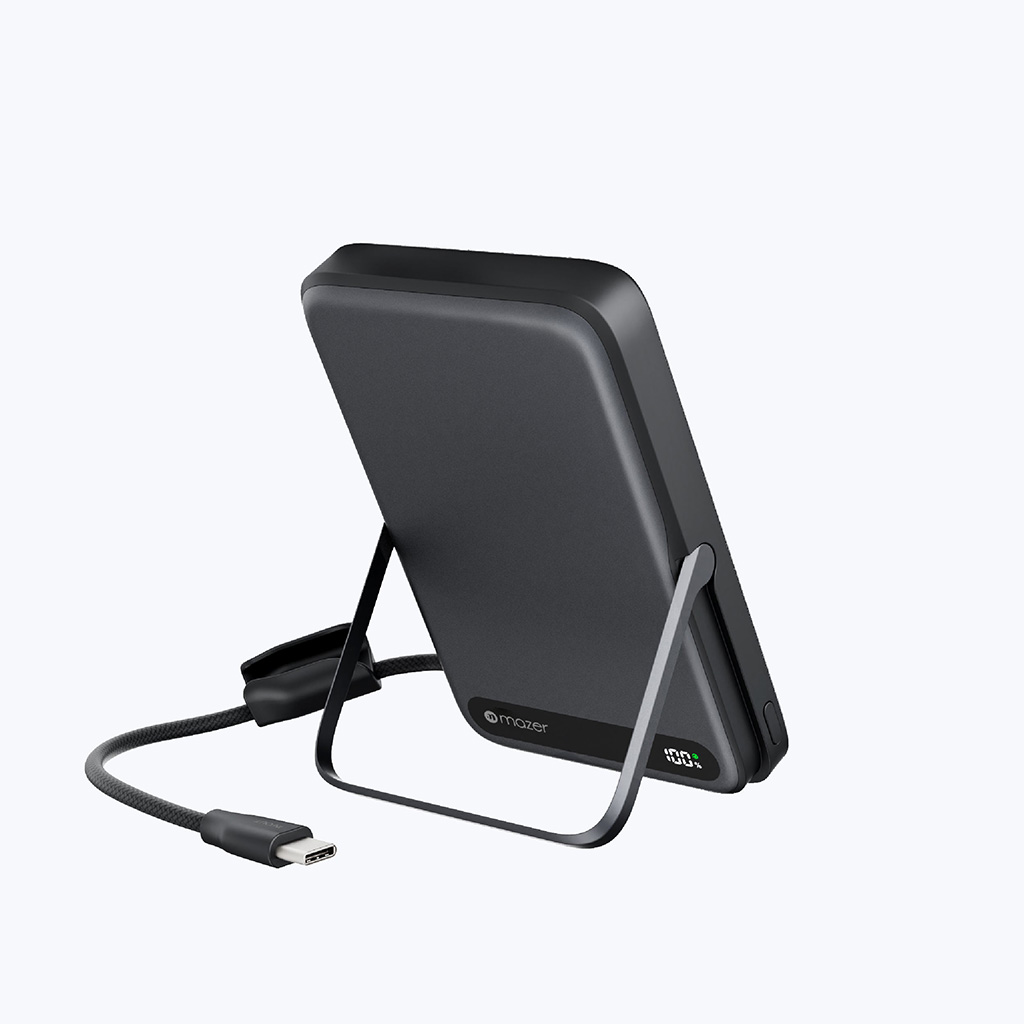 Pin Dự Phòng Không Dây Kèm Cáp MAZER MagLink19 Qi2 15W PD27W 10.000 mAh Chứng Nhận 3C Sạc Được Apple Watch Kèm Chân Đế Hàng Chính Hãng