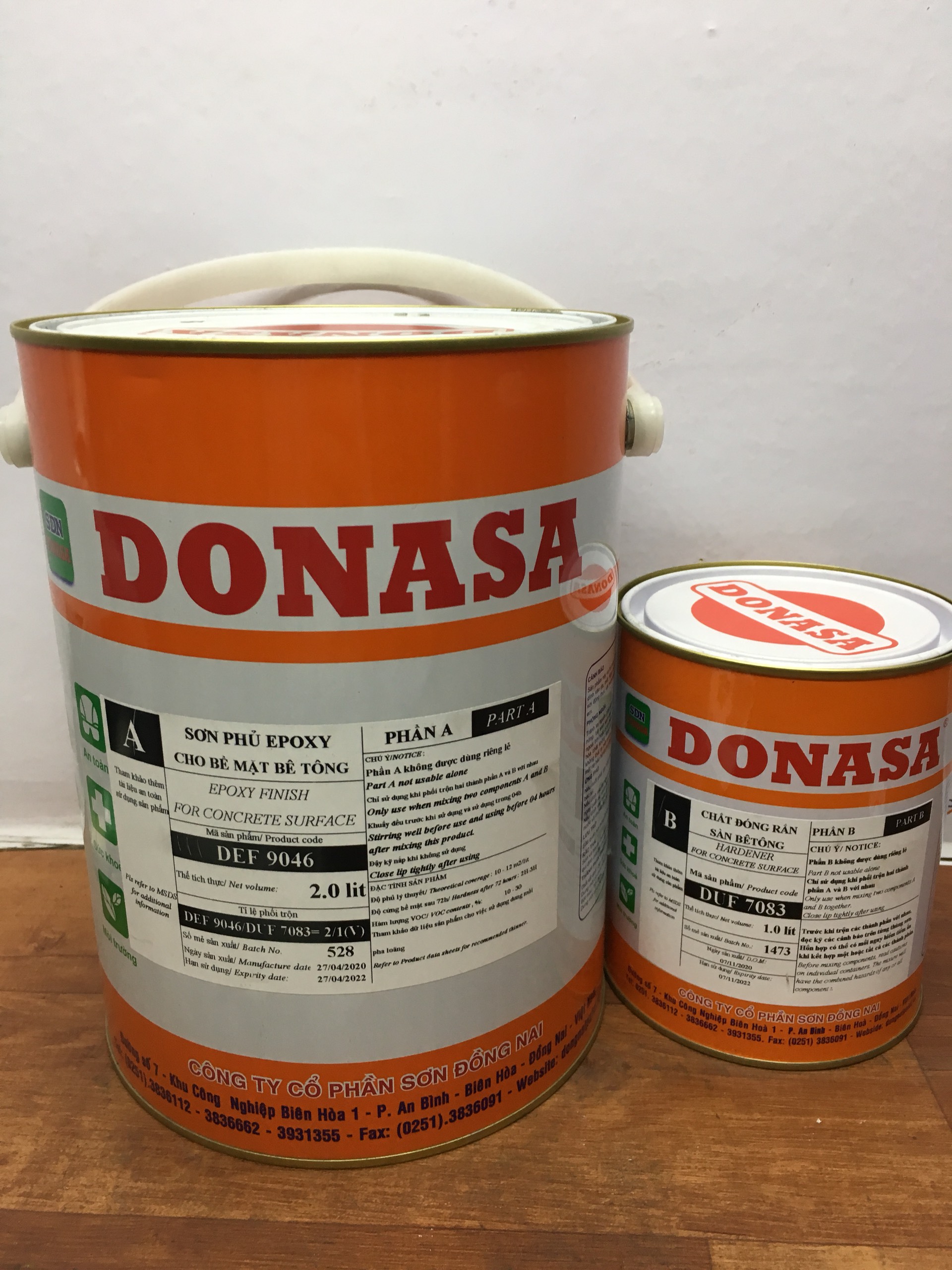 Sơn sàn bê tông Donasa /Floor coating Paint màu xanh lá vàng DEF 9046 3L