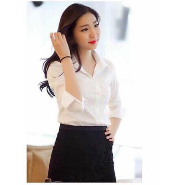 Áo sơ mi công sở, dáng suông, chất vải đẹp, áo sơ mi trơn dài tay