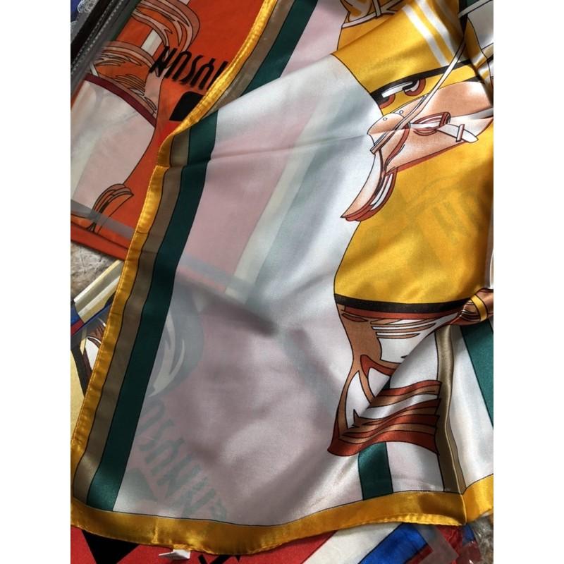 Khăn lụa vuông choàng cổ hoạ tiết con ngựa size 60x60cm - Khăn turban