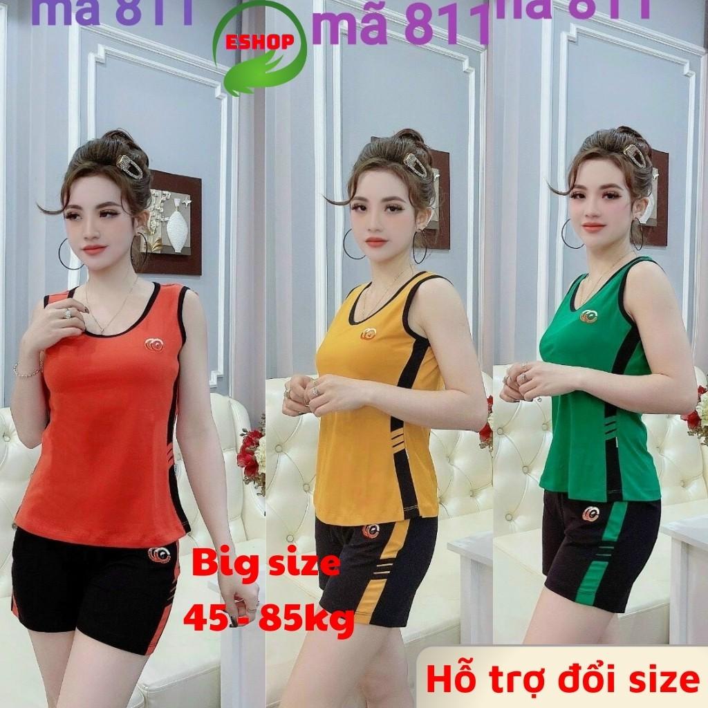 Đồ bộ nữ đồ mặc nhà thể thao dễ thương bigsize (45-85kg) Set đồ bộ nữ quần đùi áo ba lổ thun cotton co giãn ESHOP BD01
