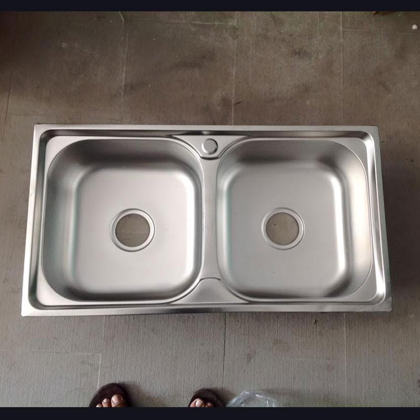 Chậu rửa chén 2 hộc đều inox cao cấp + bộ xả inox304 chống hôi
