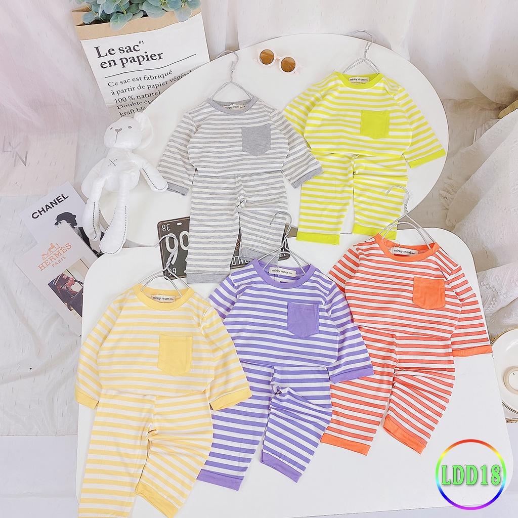 Bộ Dài Tay Cho Bé LDD18 Đồ Bộ Sọc Dệt Cao Cấp Mềm Mịn Thoáng Mát Hàng Chuẩn, Dễ Chịu, Thoải Mái Cho Bé