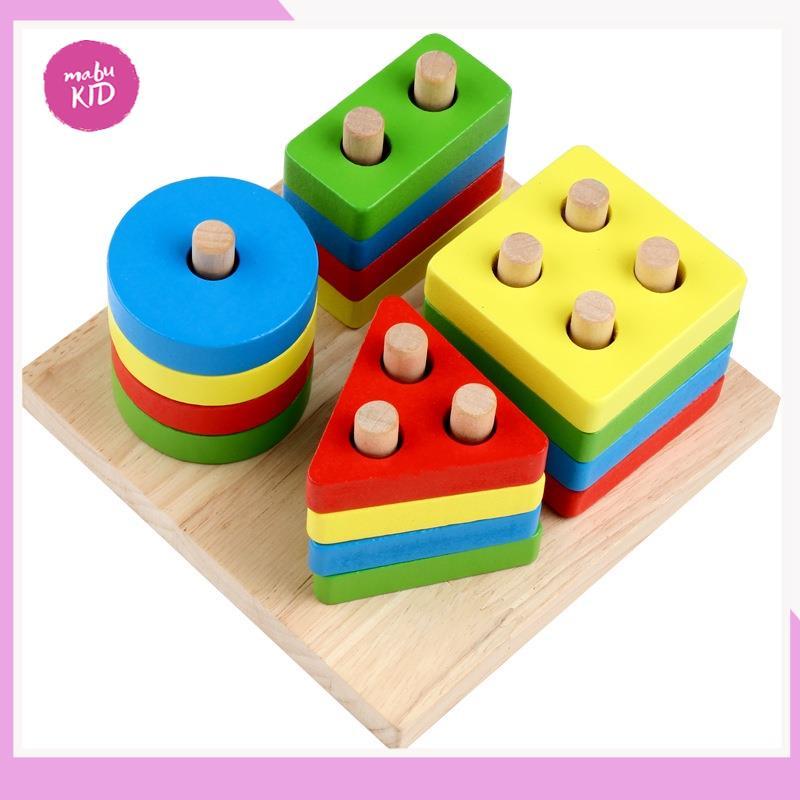 Đồ Chơi Gỗ - Đồ Chơi Thả Hình Khối Nhiều Màu Bằng Gỗ - Đồ Chơi Gỗ Thông Minh Cho Bé