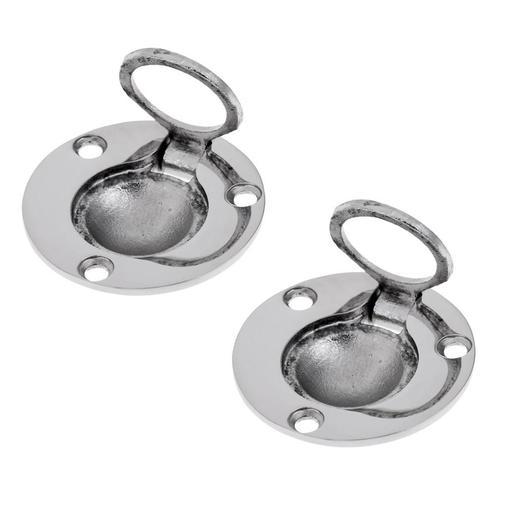 2x Boat Marine Stainless Steel Round Flush Lift Pull Handle 49mm