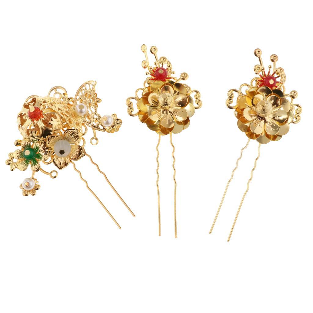 Charm Chinese Wedding Bridal Tiara Earrings Hairpin Set for Wedding Supplies