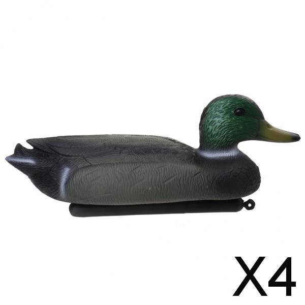 4xPE Lifelike Floating 14" Hunting Shooting Male/Drake Duck Decoy Green/Yellow Green