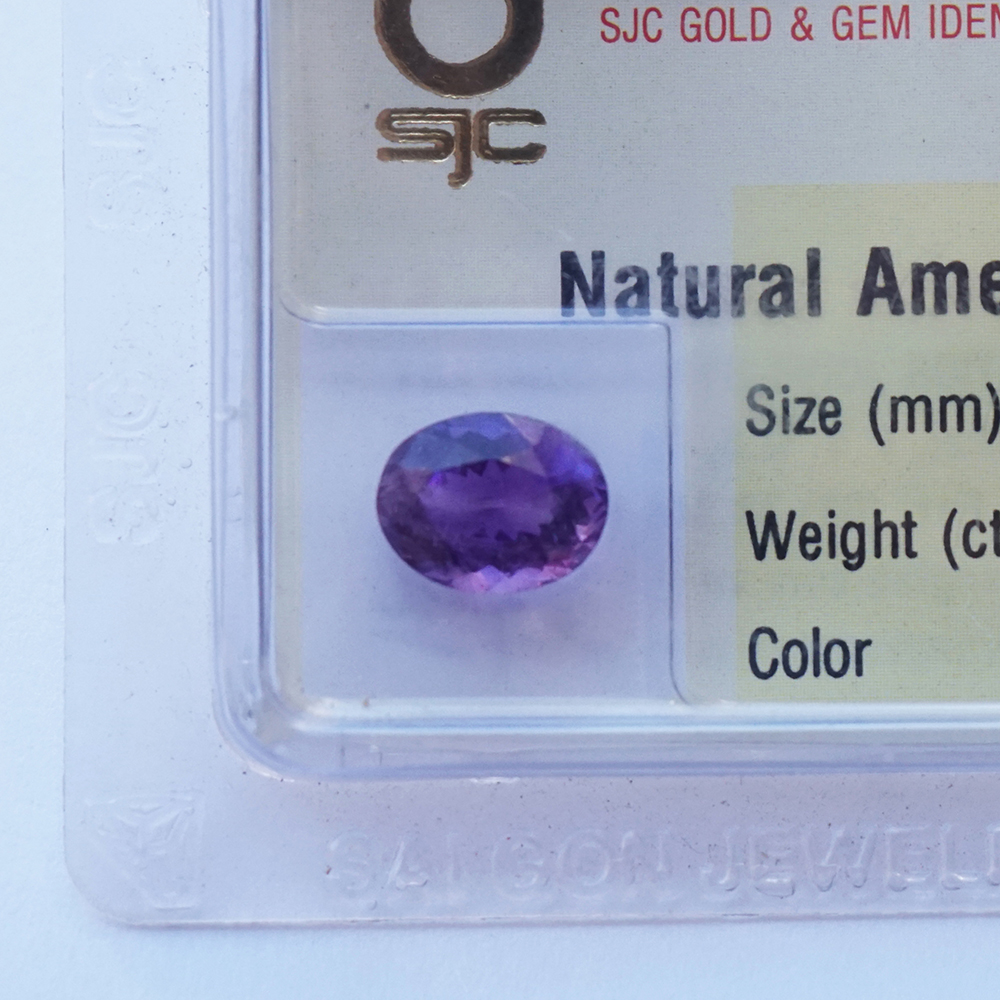 Mặt đá thạch anh tím Amethyst tự nhiên mài giác oval