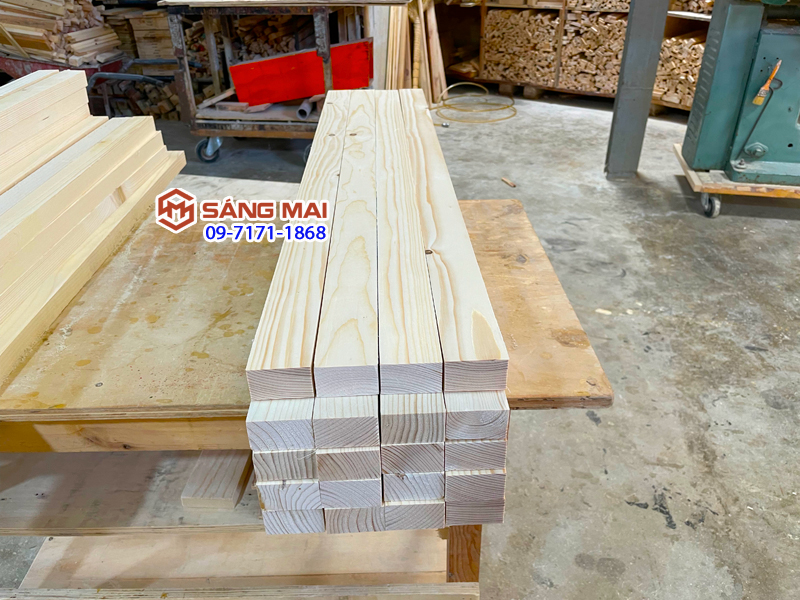 [MS31] Thanh gỗ thông dày 3cm x rộng 6cm x dài 1m + láng mịn 4 mặt