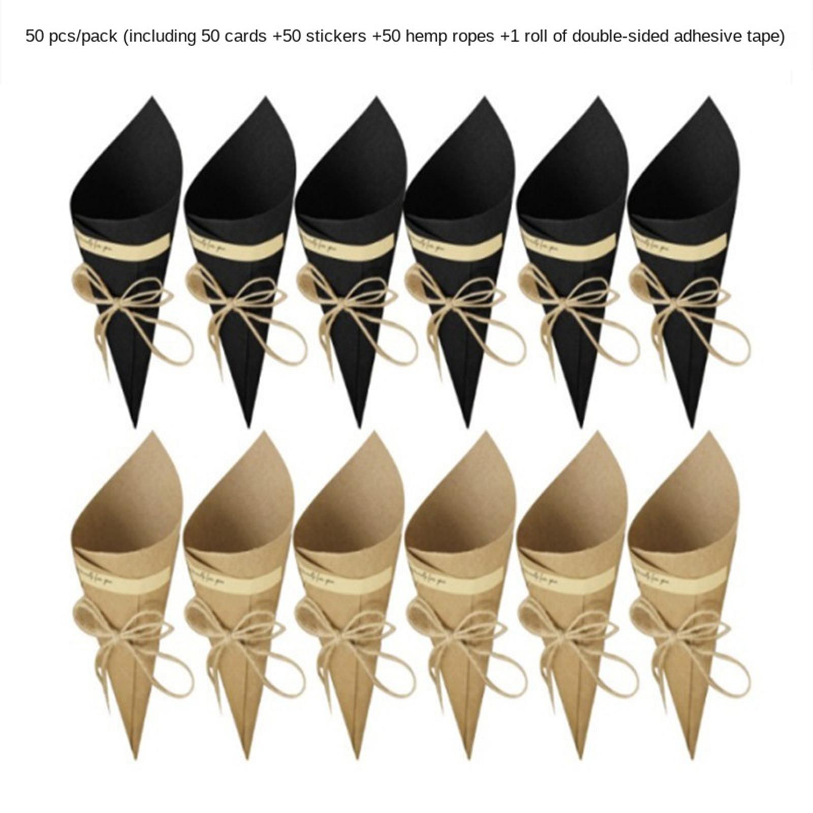 50Pieces Confetti Cones Wedding Cones Paper Cones for Wedding Party Brown