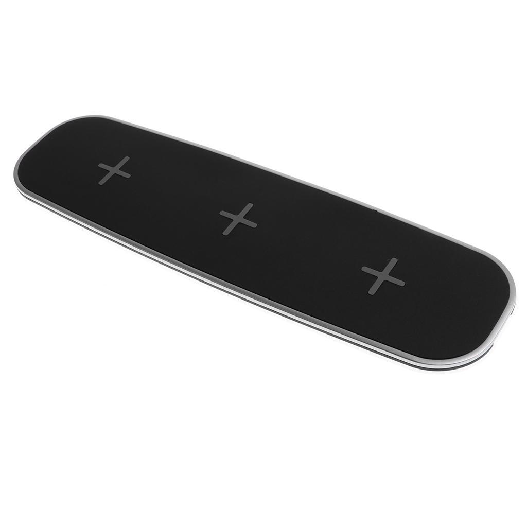 Multifunction Wireless Charger Triple Stand Fast Charging Pad Black