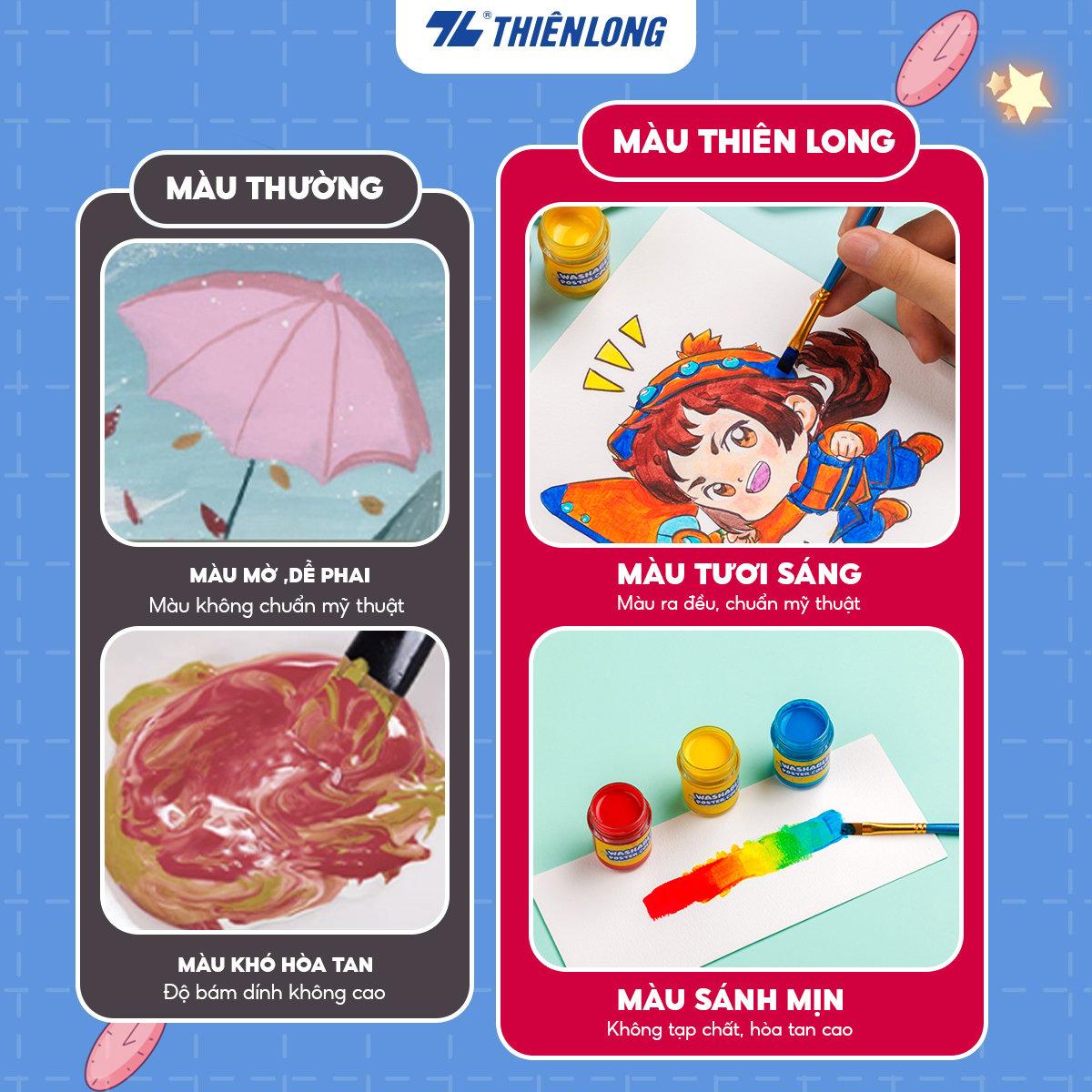 Hộp 6/12 màu nước rửa được - Washable Poster Color Thiên Long Colokit - Nhân vật Futy Akooland thế giới học cụ thần kỳ