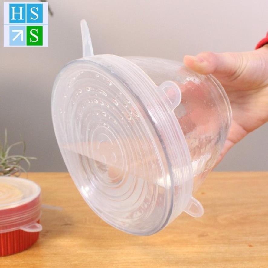 Bộ 6 nắp đậy thực phẩm silicon mềm dẻo đa năng, an toàn vệ sinh - HS Shop Thủ Đức