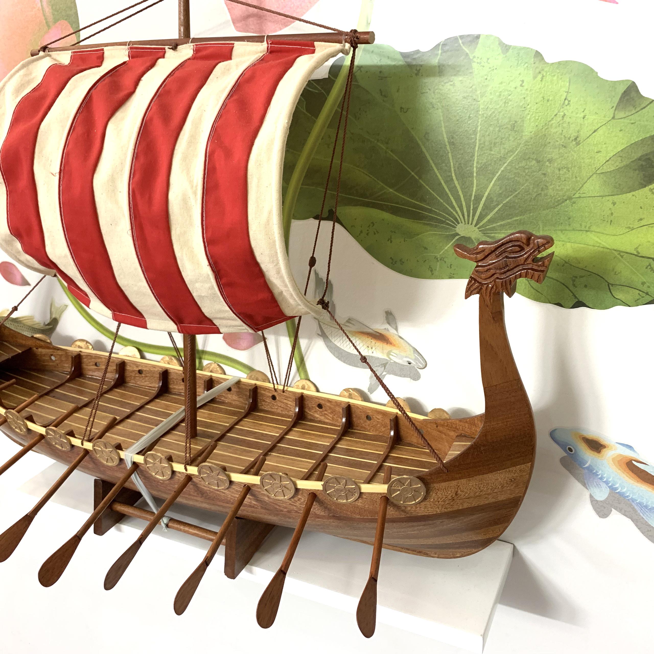 Mô hình tàu thuyền gỗ trang trí tàu Viking Longship - Dài 60cm - Gỗ Tự Nhiên