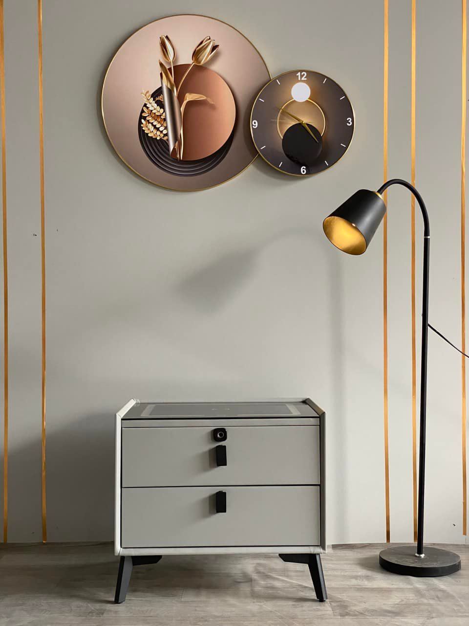 Tủ đầu giường thông minh, Tab đầu giường thông minh có Đèn ngủ Led, Sạc không dây, Loa Bluetooth, Khóa vân tay, Cổng USB, hàng nhập khẩu