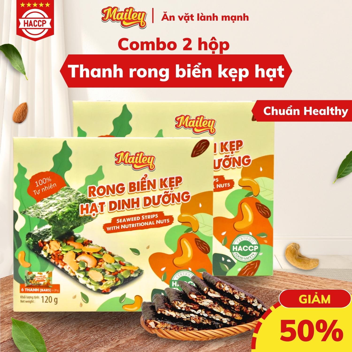 [COMBO 2 HỘP]Rong biển kẹp hạt dinh dưỡng Mailey - hỗ trợ ăn kiêng giảm cân, bánh ngũ cốc dinh dưỡng