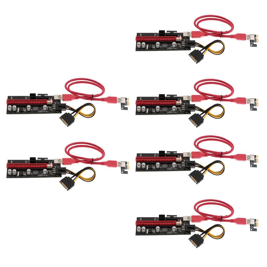 6Pcs/set PCI-E Express 1x To 16x Extender Riser Card Adapter with USB3.0 Cables