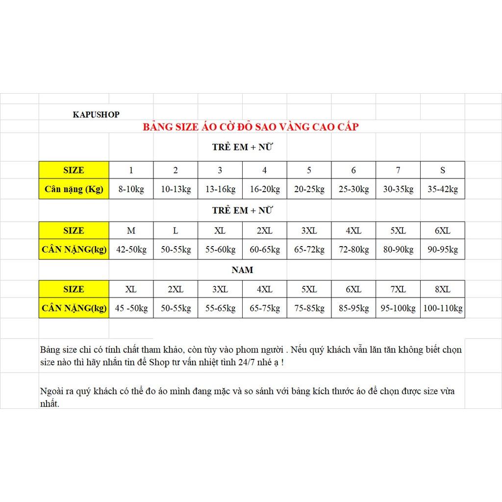 (Big size ngoại cỡ) Áo cờ đỏ sao vàng Việt Nam, chất đẹp 100% cotton thoáng mát mềm mịn