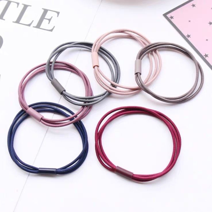 Combo 5 Dây Chun Buộc Tóc, Thun Cột Tóc Mảnh 3 Vòng Màu Sắc Nhã Nhặn SC23