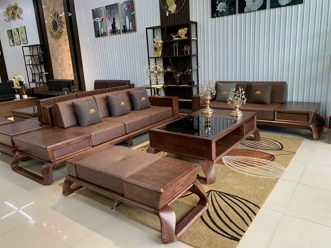 Bộ sofa gỗ phòng khách chân vắt thiết kế mới năm 2021 - Phong cách hiện đại - Phù hợp với phòng khách có kích thước vừa và lớn