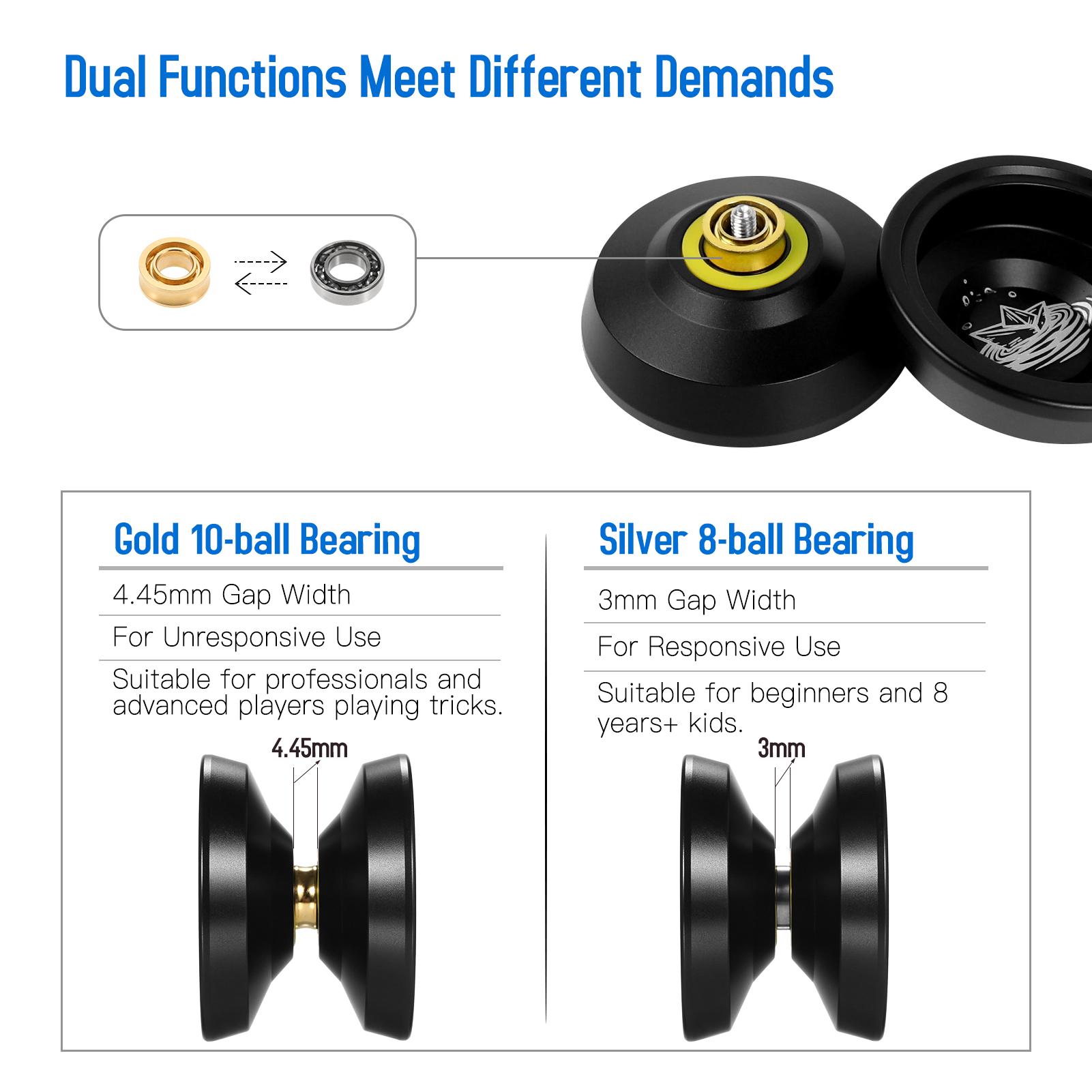 LESHARE X2 Aluminum Yoyo Ball Competitive Yo Yo Gift with Bearing Strings and Gloves
