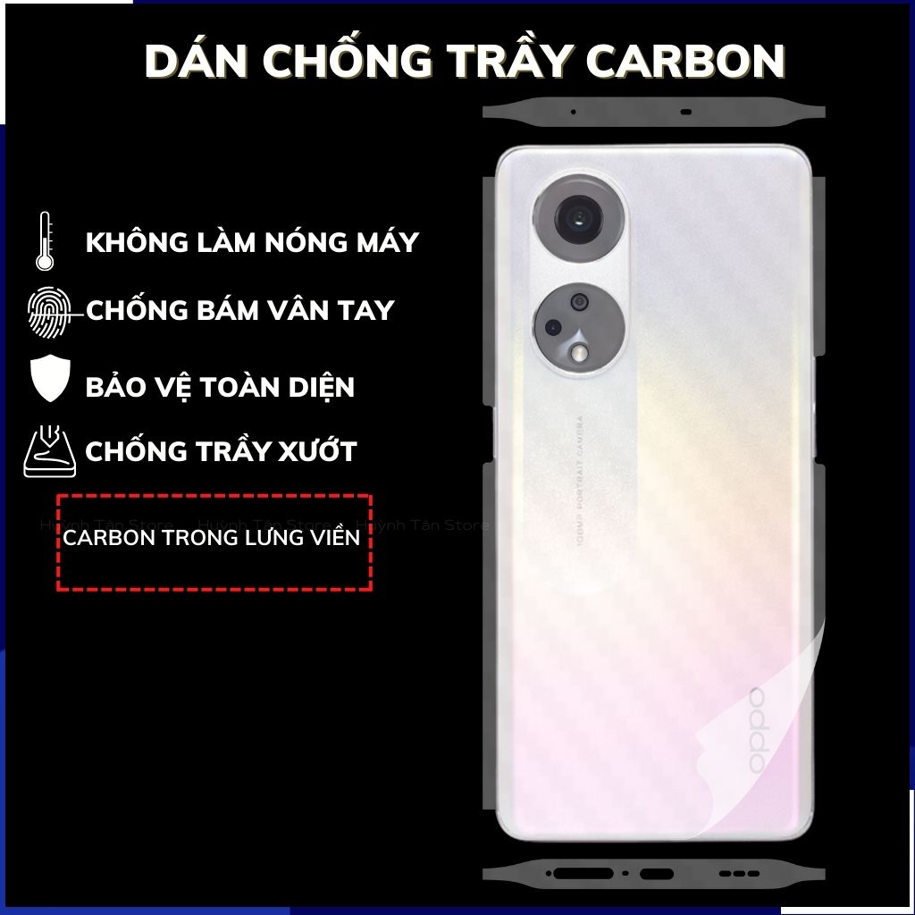 Miếng dán reno8 t carbon trong hoặc đen chống trầy xướt chống bám vân tay phụ kiện huỳnh tân store