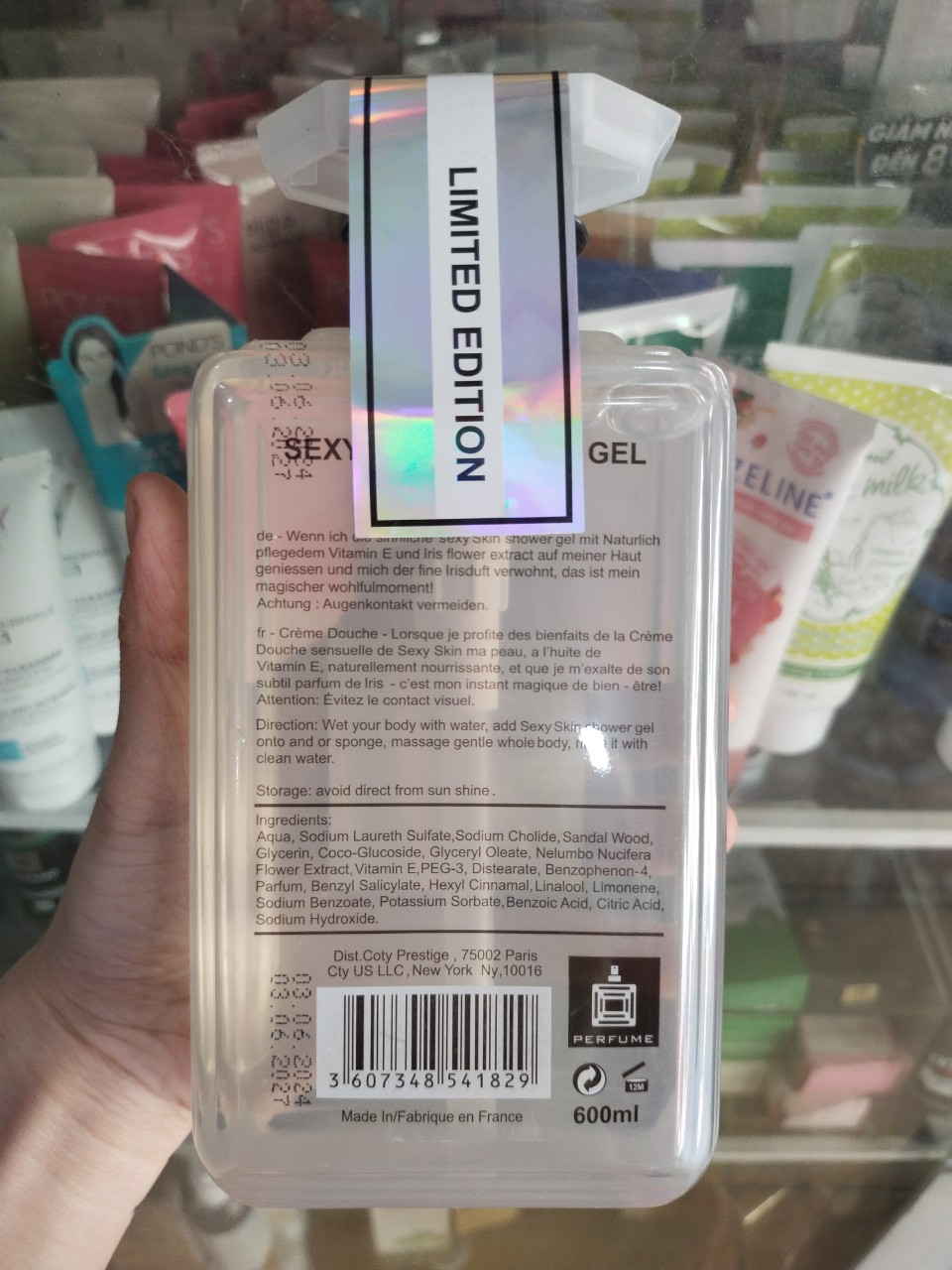 SỮA TẮM NƯỚC HOA SEXY SKIN PHÁP 600ML UNISEX-TRẮNG ( có ảnh thực tế )