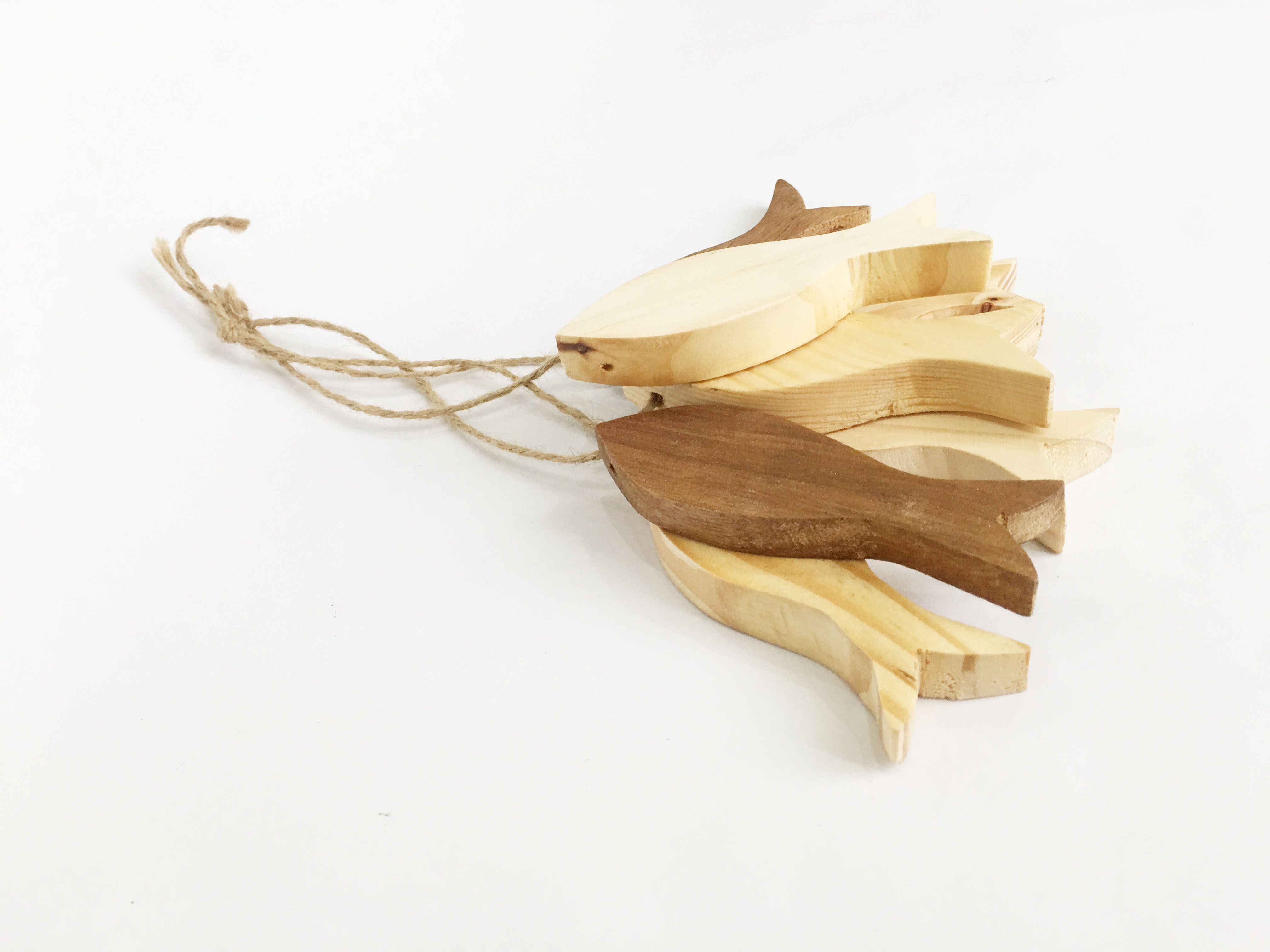 Combo chùm 3 con cá gỗ tự nhiên trang trí handmade 10x3.5x1.5cm  - Màu gỗ tự nhiên