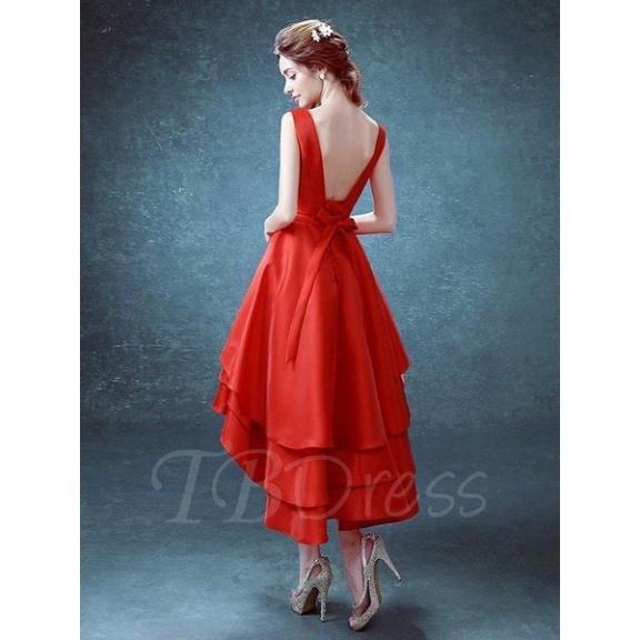Đầm mặc cưới xếp tầng nơ eo nhẹ nhàng sang trọng ivy fashion - size M/L - MS185Y đi biển dự tiệc dạo phố bigsize gợi cảm