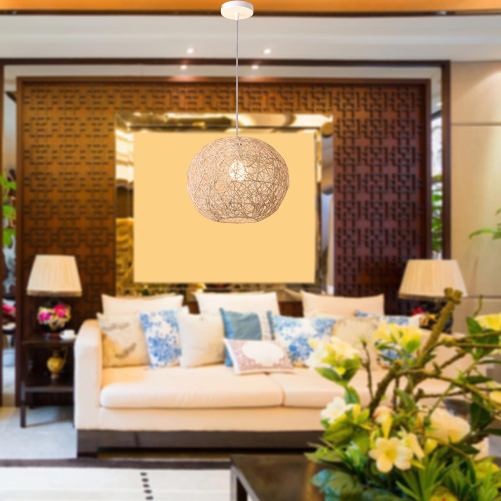 Rustic Style Pendant Light, Ceiling Lighting Hanging Rattan Chandelier for Bar Kitchen