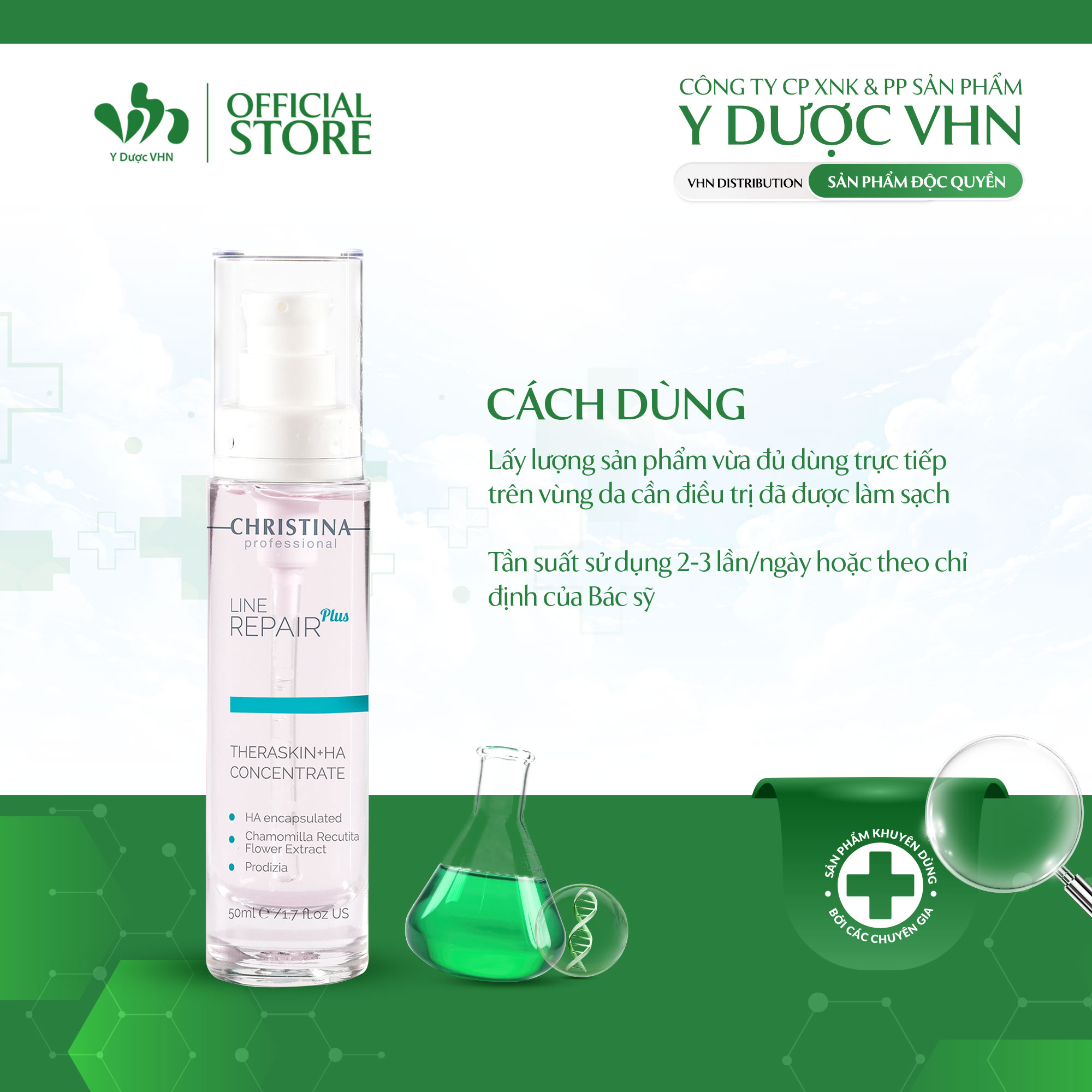 Serum Cấp Nước Line Repair Theraskin + HA Concentrate CHRISTINA Hỗ Trợ Cải Thiện Nếp Nhăn, Trẻ Hóa Làn Da Chai 50ml