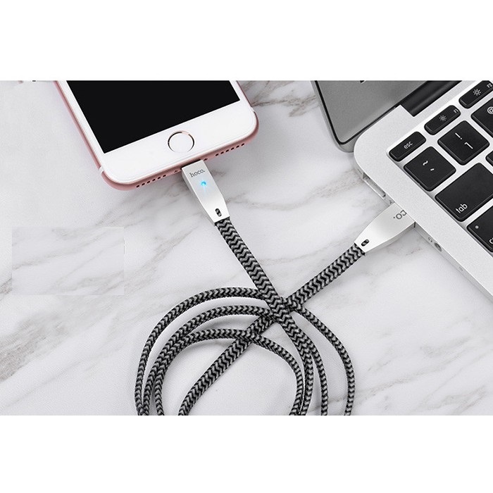 Dây Cáp Sạc Tự Ngắt Khi Pin Đầy Cho IPhone - IPad - Hoco U11 (1M2) Giao màu ngẫu nhiên - Hàng Chính Hãng