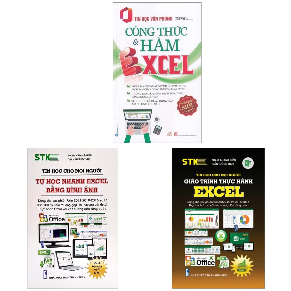 COMBO TỰ HỌC NHANH EXCEL BẰNG HÌNH ẢNH + GIÁO TRÌNH THỰC HÀNH EXCEL + CÔNG THỨC &amp; HÀM EXCEL