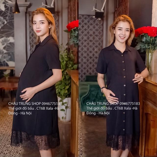Váy bầu thiết kế đen chân ren