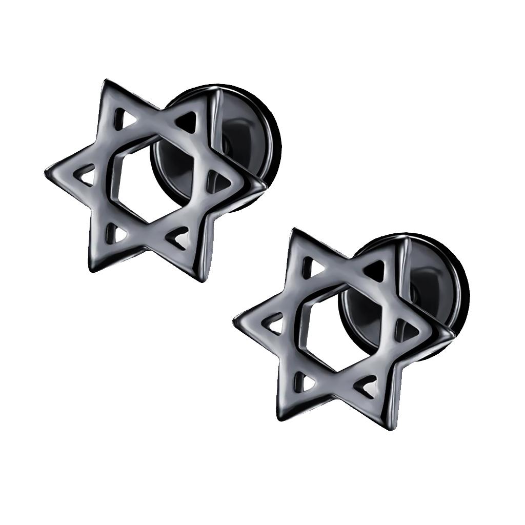 Star of David Stainless Steel Ear Stud Earrings Screw Women Man Gift Silver