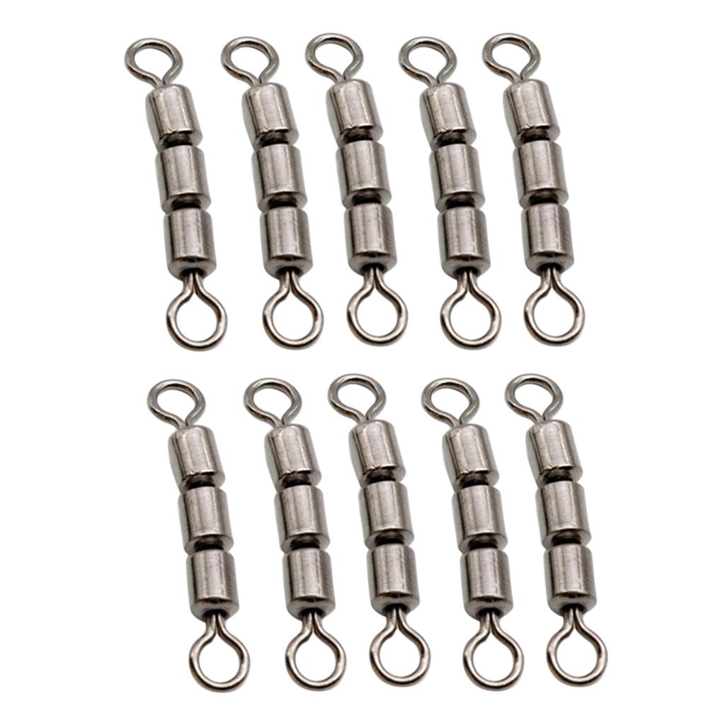 10pcs Fishing Triple Rolling Swivels Solid Ring Hook Line Connector 02