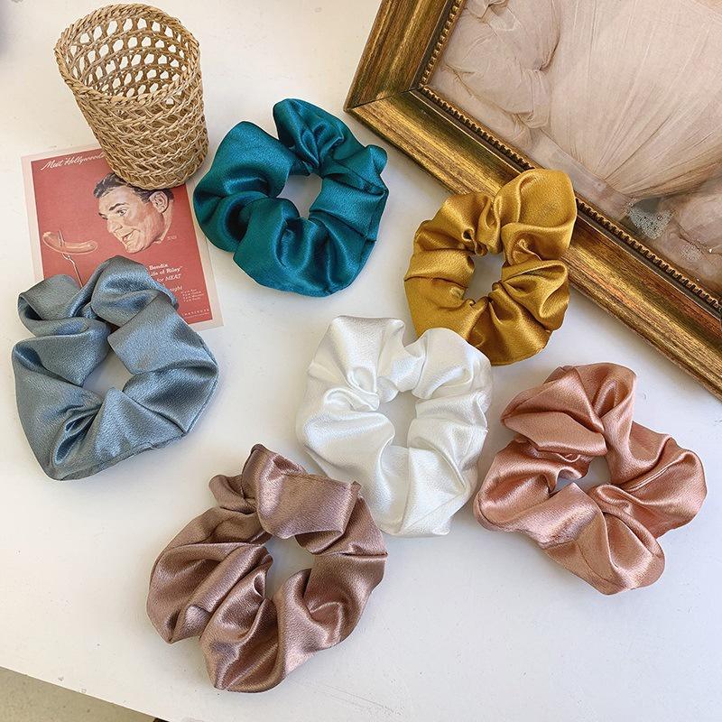 Scrunchies lụa cột tóc màu pastel trơn cao cấp iLita - Dây buộc tóc scrunchie set dễ thương sang trọng