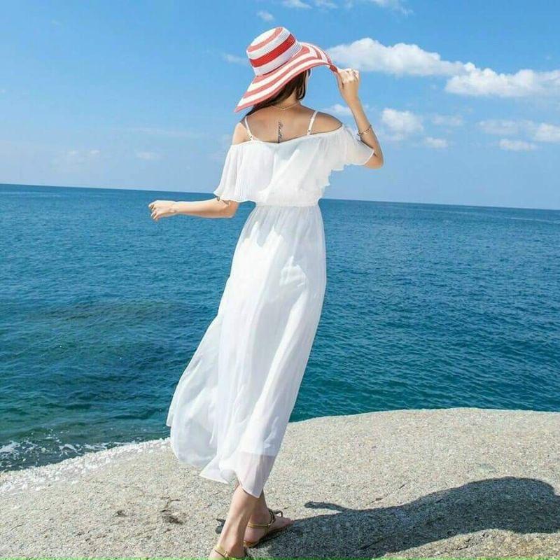 ĐẦM MAXI TRẮNG TRỄ VAI 2 DÂY