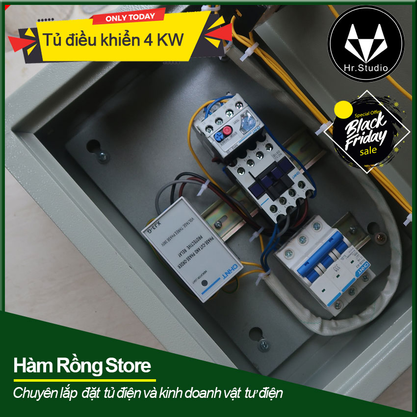 Tủ 4kw điều khiển động cơ ba pha chống ngắn mạch quá dòng quá tải và đảo pha