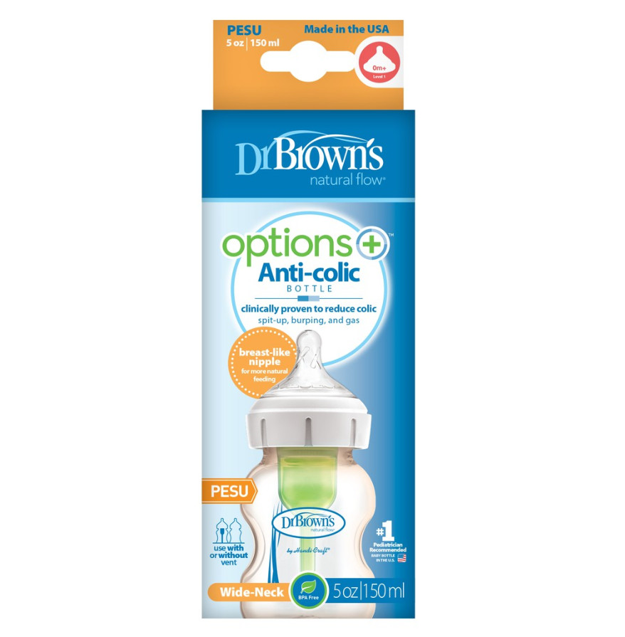 Bình sữa Tùy Chọn cổ rộng nhựa PESU dung tích 150ml Dr.Brown's